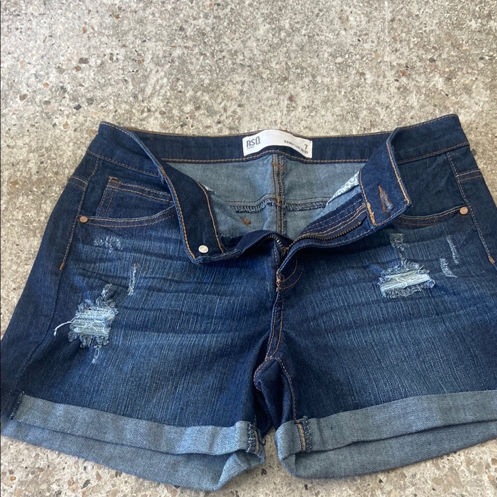 RSQ Blue Jean Shorts Distressed Mid-Length